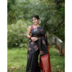 Black Red Printed Saree - Angle 2