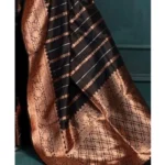 Generic Women's Silk Printed Saree With Unstitched Blouse 5.5Mtr (Black) - Image 2