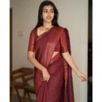 Generic Women's Silk Printed Saree With Unstitched Blouse 5.5Mtr (Maroon) - Image 3