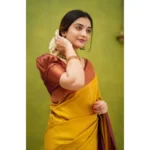 Generic Women's Silk Printed Saree With Unstitched Blouse 5.5Mtr (Yellow) - Image 2