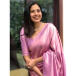 Generic Women's Silk Printed Saree With Unstitched Blouse 5.5Mtr (Pink) - Image 2