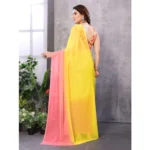 Generic Women's Small Lace Georgette Solid Ready-to-Wear Saree With Unstitched Blouse 5.5 Mtr (Pink-Yellow) - Image 3