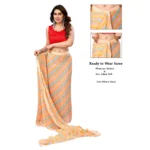 Generic Women's Small Lace Georgette Striped Ready-to-Wear Saree With Unstitched Blouse 5.5 Mtr (Yellow) - Image 2