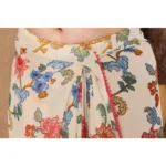 Generic Women's Small Lace Georgette Printed Ready-to-Wear Saree With Unstitched Blouse 5.5 Mtr (Off White) - Image 2