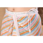 Generic Women's Small Lace Georgette Striped Ready-to-Wear Saree With Unstitched Blouse 5.5 Mtr (Orange) - Image 2