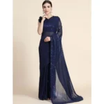 Women's Blue Georgette Sequin Bollywood Saree