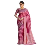Women's Pink Silk Printed Saree