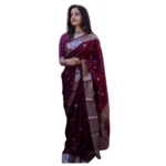 Maroon Cotton Printed Saree for Women