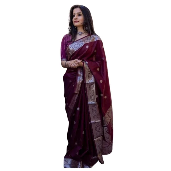 Maroon Cotton Printed Saree for Women