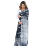 Generic Women's Silk Printed Saree With Unstitched Blouse 5.5Mtr (Black)