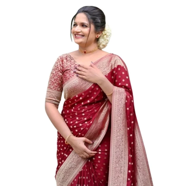 Maroon Silk Printed Saree for Women
