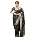 Black Silk Printed Saree for Women