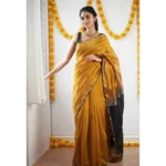 Yellow Cotton Printed Saree for Women