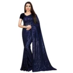 Women's Blue Georgette Sequin Bollywood Saree