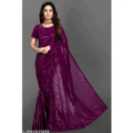 Purple Georgette Sequin Bollywood Saree
