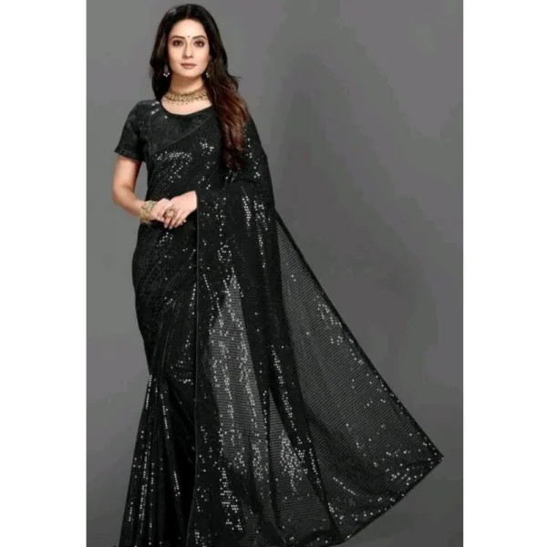 Black Georgette Sequin Bollywood Saree