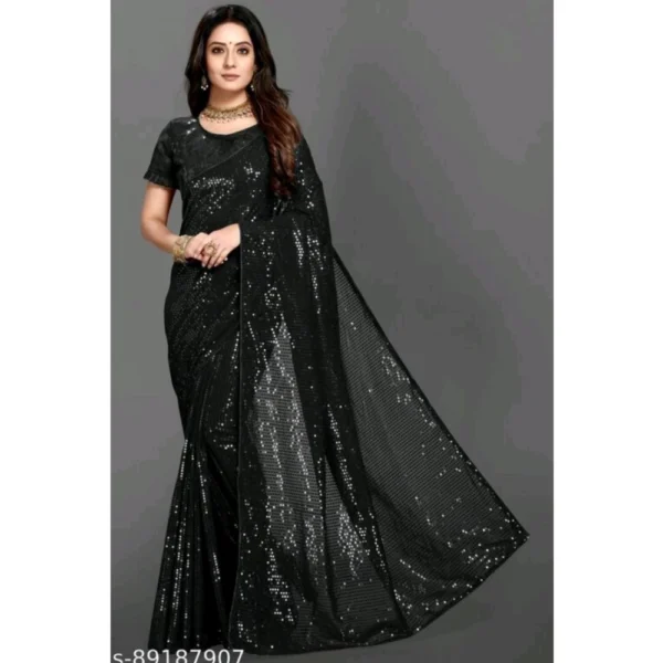 Black Georgette Sequin Bollywood Saree