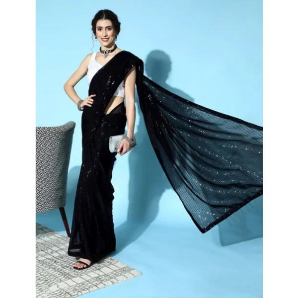Black Georgette Sequin Bollywood Saree