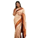 Cream Silk Printed Saree for Women