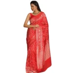 Orange Silk Printed Saree for Women