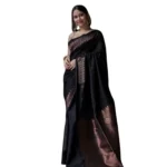 Classic Black Silk Printed Saree for Women