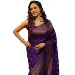 Purple Silk Printed Saree for Women