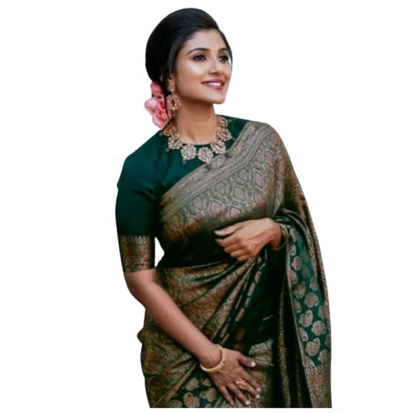 Green Silk Printed Saree for Women