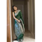 Green Cotton Printed Saree for Women