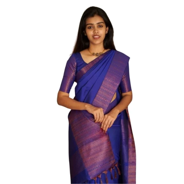 Blue Silk Printed Saree for Women