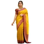 Yellow Silk Printed Saree for Women