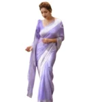 Lavender Cotton Printed Saree for Women