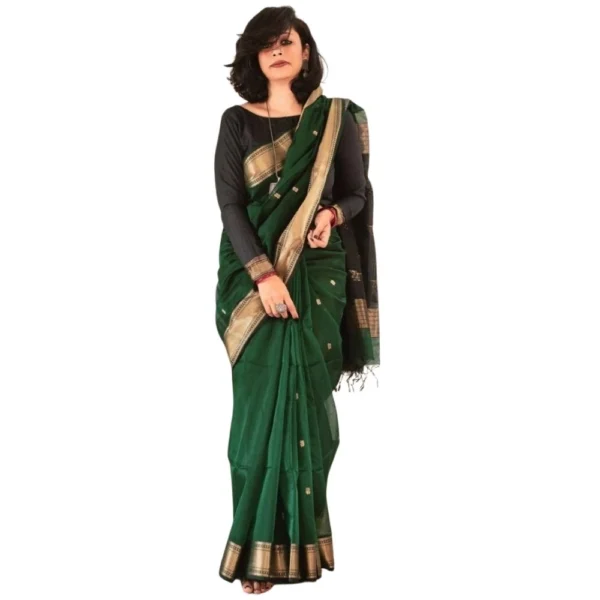 Elegant Dark Green Silk Printed Saree for Women