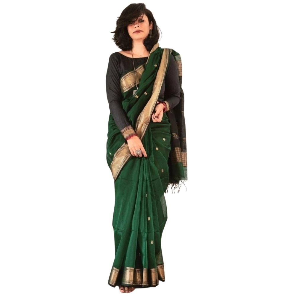 Elegant Dark Green Silk Printed Saree for Women