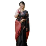 Black Red Printed Saree