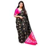 Charming Pink Silk Printed Saree with Unstitched Blouse