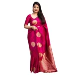 Pink Silk Printed Saree for Women