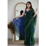 Green Cotton Printed Saree for Women