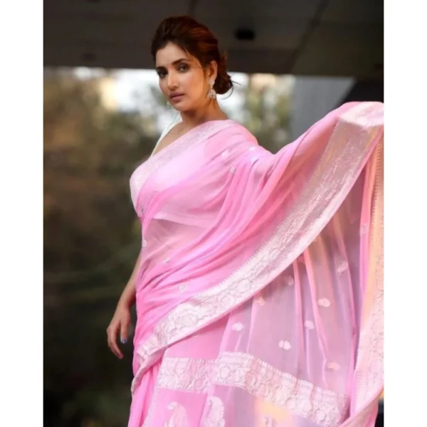 Pink Cotton Printed Saree for Women