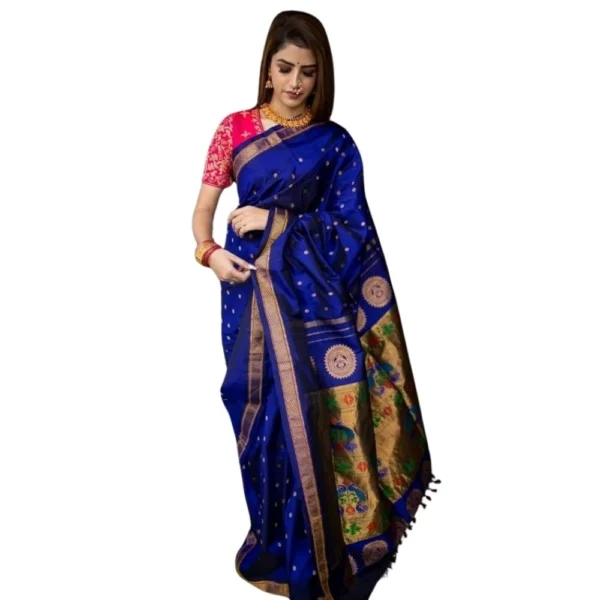 Blue Silk Printed Saree for Women