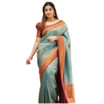 Rama Green Silk Printed Saree for Women