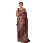 Maroon Silk Printed Saree for Women