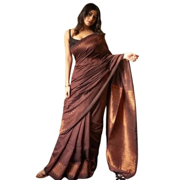 Stylish Coffee Silk Printed Saree for Women