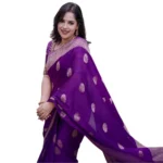 Beautiful Purple Silk Printed Saree for Women