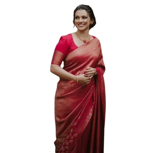 Red Silk Printed Saree for Women