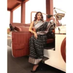 Black Silk Printed Saree for Women