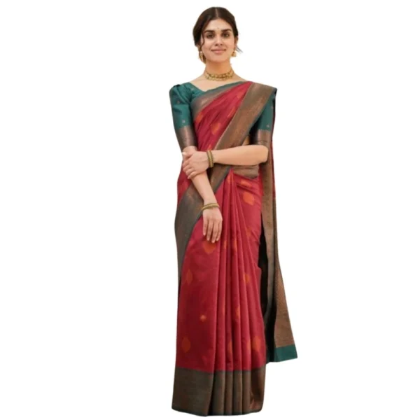 Red Silk Printed Saree for Women
