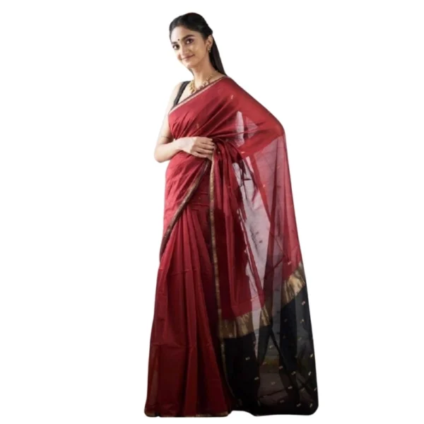 Red Cotton Printed Saree for Women