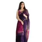 Navy Blue Cotton Printed Saree for Women