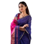 Blue Cotton Printed Saree for Women