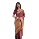 Wine Silk Printed Saree for Women with Unstitched Blouse